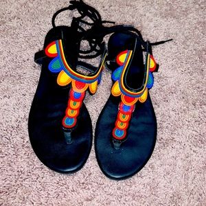 African styled lace up sandals